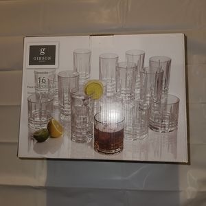 Gibson home 6 piece Jewelite Tumbler and Double old fashioned glass set